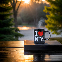 Black I LOVE NY Mug Sunset