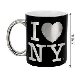I LOVE NY Ceramic Mug, 11 Fluid Ounces, Black Metallic