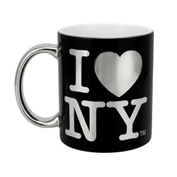I LOVE NY Ceramic Mug, 11 Fluid Ounces, Black Metallic
