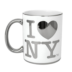 I LOVE NY Ceramic Mug, 11 Fluid Ounces, White Metallic