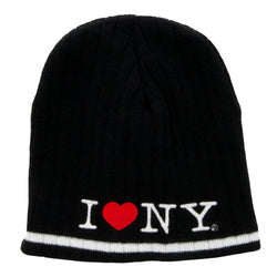 I LOVE NY Knit Black Striped Hat
